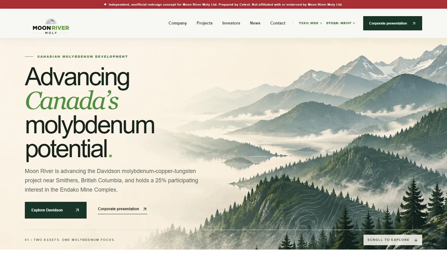 Moon River Moly website concept homepage